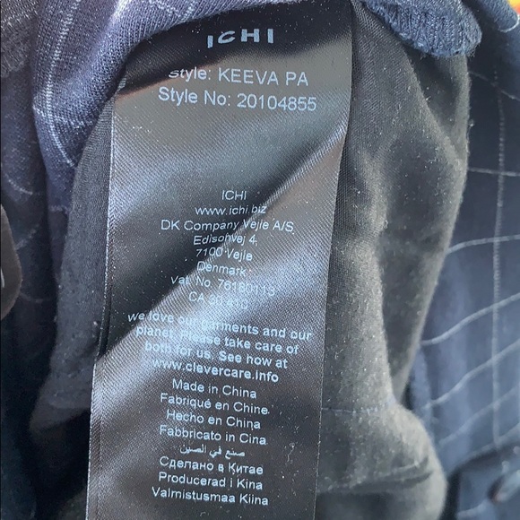 ICHI navy grid print slim fit pant - Picture 5 of 5